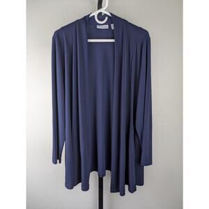 Susan Graver Navy Blue Liquid Knit front knit jacket topper